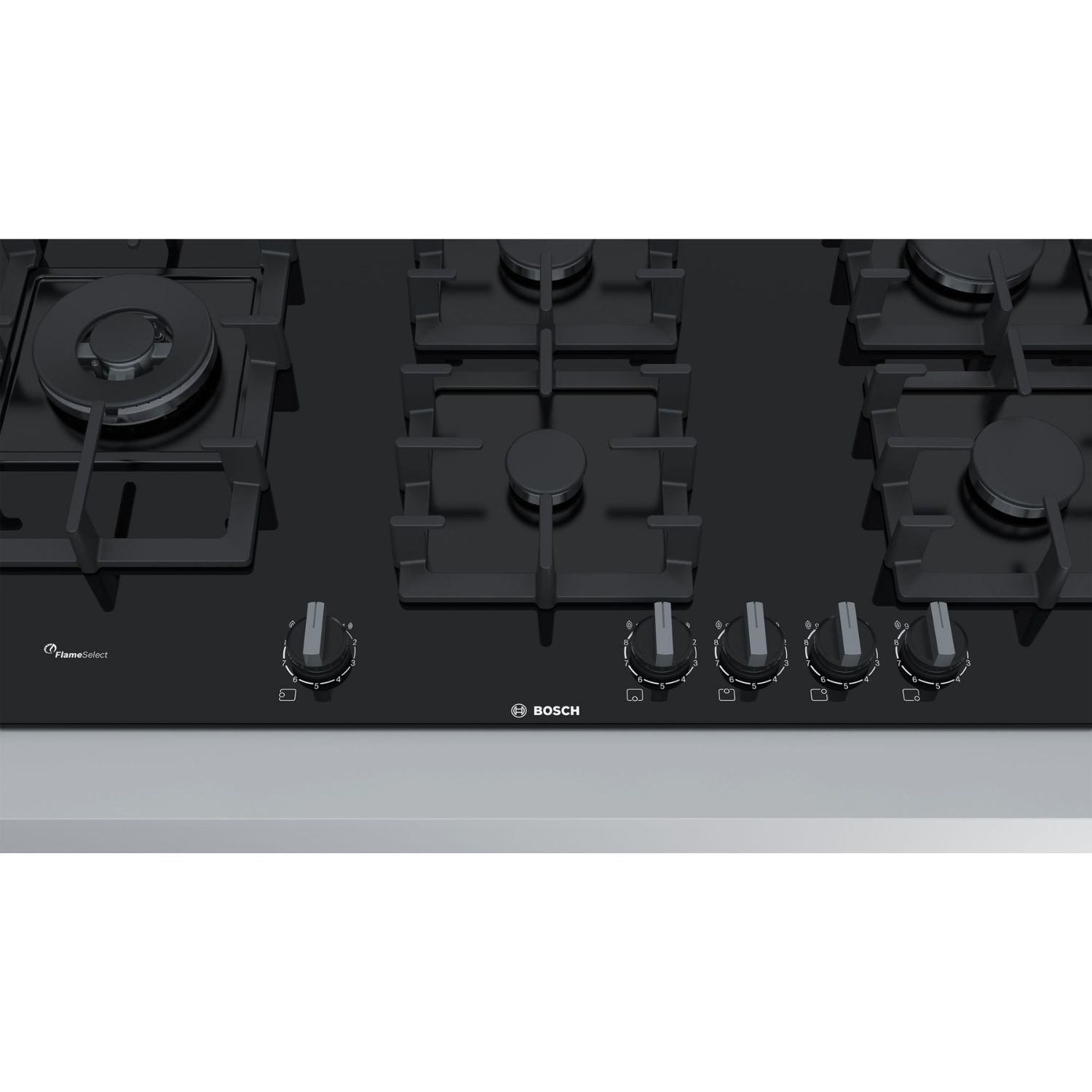Bosch Series 6 90cm 5 Burner Gas Hob with Wok Burner Black PPS9A6B90