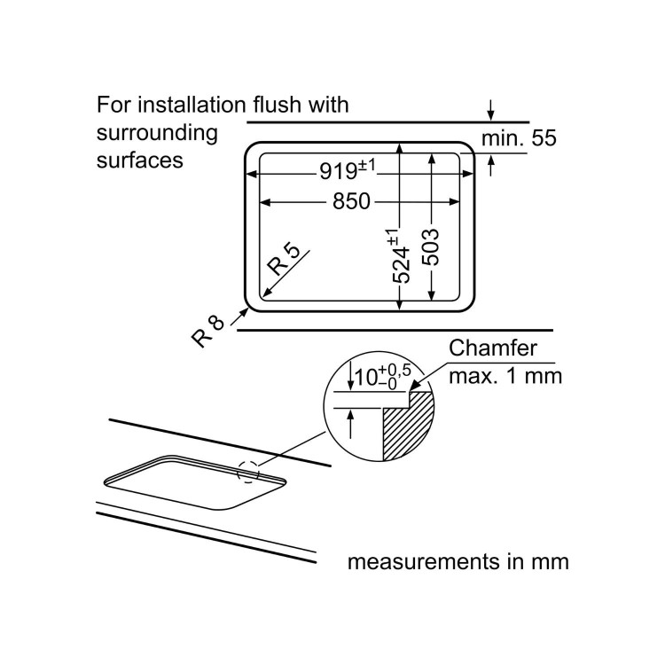 Refurbished Bosch PPS9A6B90 90cm 5 Burner Gas Hob with Wok Burner Black