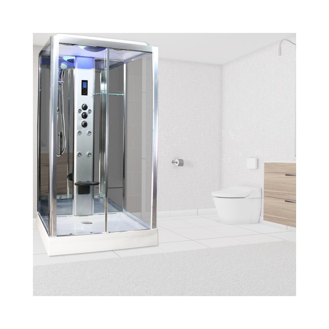 Insignia Premium Rectangular Shower Cabin with 6 Body Jets and Chromotherapy Lights 1150 x 850