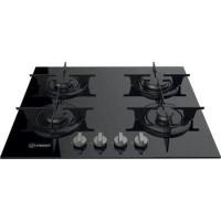 Indesit 59cm Gas On Glass 4 Burner Gas Hob - Black