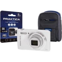 PRAKTICA Luxmedia Z212 Compact Digital Camera in White + 8GB SD Card + Camera Case