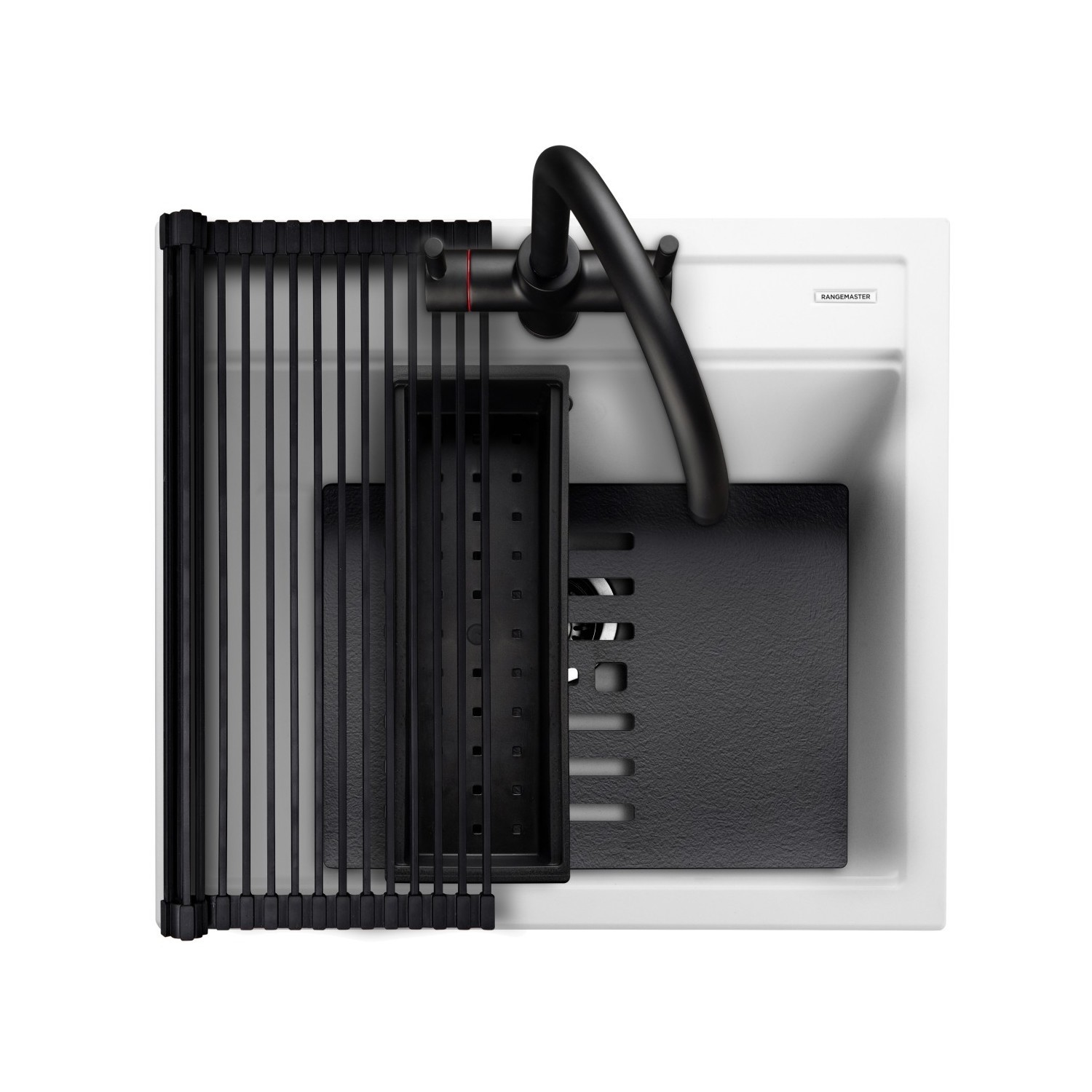 Rangemaster Prato Single Bowl Inset Granite Kitchen Sink - White Rangemaster Prato Single Bowl Inset Granite Kitchen Sink - White