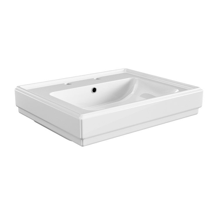 White Wall Hung Basin with 2 Tap Holes 583mm - Park Royal