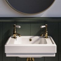 White Wall Hung Cloakroom Basin with 2 Tap Holes 450mm - Park Royal White Wall Hung Cloakroom Basin with 2 Tap Holes 450mm - Park Royal