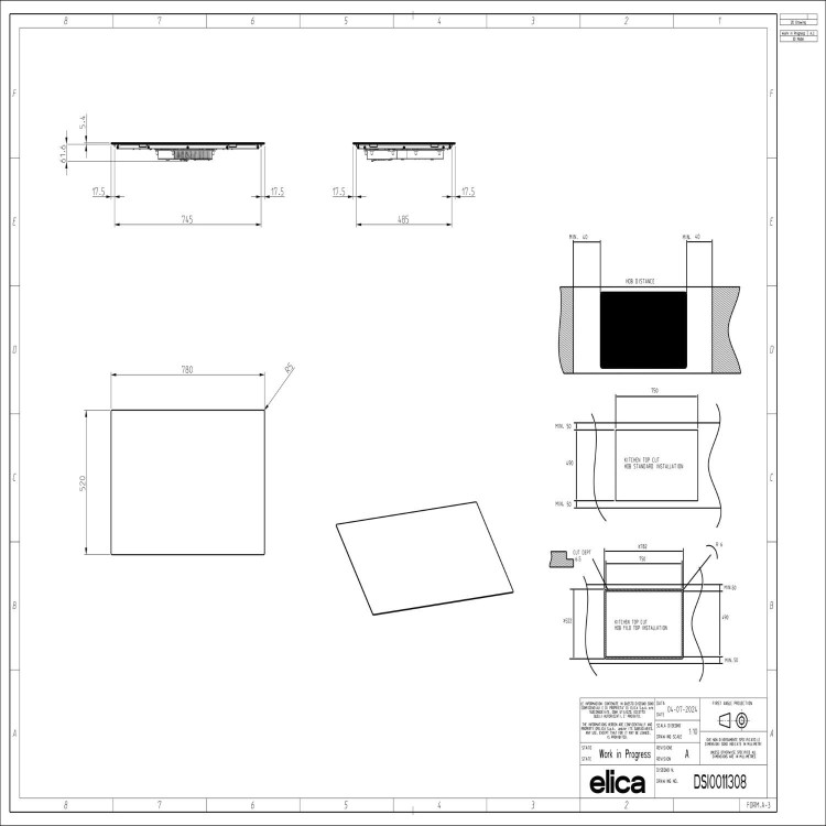 Elica Primis 80cm 4 Zone Induction Hob