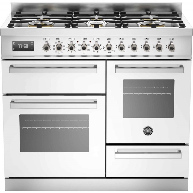 Bertazzoni PRO100-6-MFE-T-BIT Professional Series 100cm Dual Fuel Range Cooker With A Triple Oven-Wh