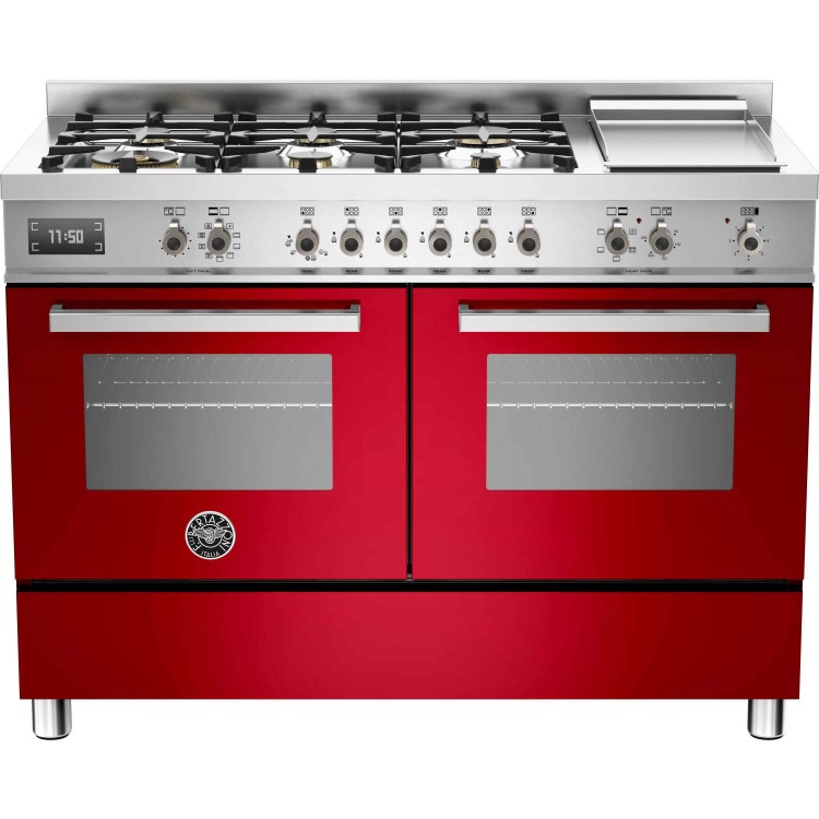 Bertazzoni PRO120-6G-MFE-D-ROT Professional 120cm Dual Fuel Range Cooker With 6 Burners And Two Oven