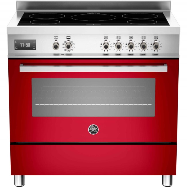 Bertazzoni Professional 90cm Single Oven Electric Range Cooker with Induction Hob - Red