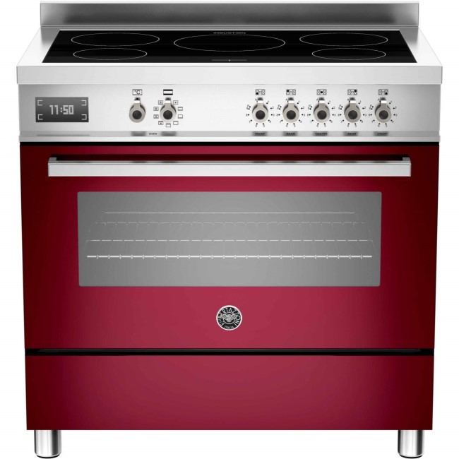 Bertazzoni Professional 90cm Single Oven Electric Range Cooker with Induction Hob - Burgundy