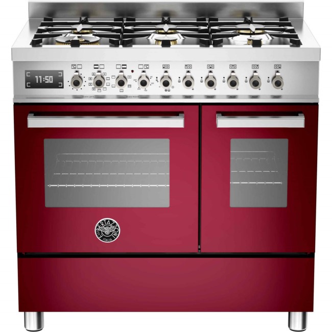 Bertazzoni PRO90-6-MFE-D-VIT Professional Series 90cm Dual Fuel Range Cooker With A Double Oven-Burg