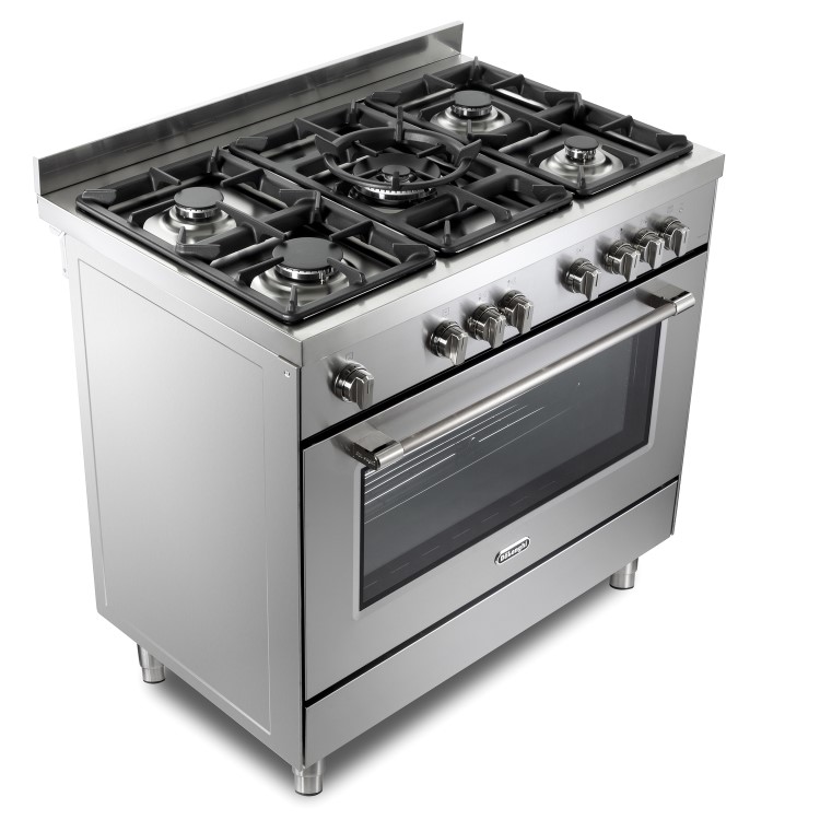 DeLonghi 90cm Gas Cooker - Stainless steel