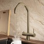 Brushed Brass 3 in 1 Instant Boiling Hot Kitchen Mixer Round Tap with 3L Boiler - Pronto Vesta