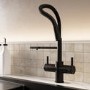 Black 4 in 1 Pull Out Boiling Hot Kitchen Mixer Tap with 3L Boiler and Filter - Pronto Pro