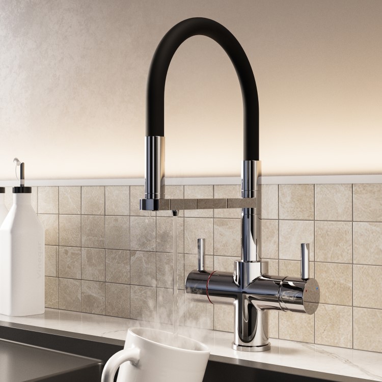 Chrome 4 in 1 Pull Out Boiling Hot  Kitchen Mixer Tap with 3L Boiler and Filter – Pronto pro