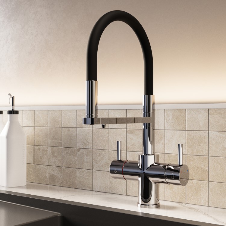 Chrome 4 in 1 Pull Out Boiling Hot  Kitchen Mixer Tap with 3L Boiler and Filter – Pronto pro