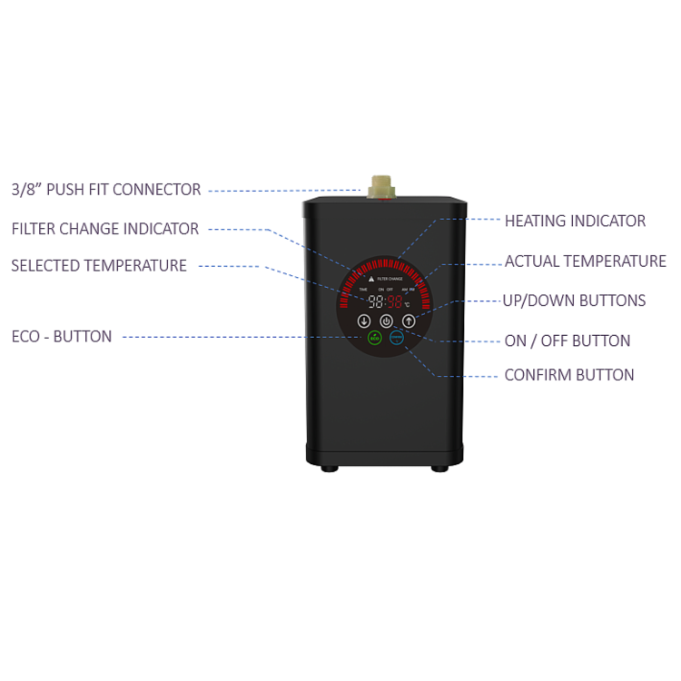 Chrome 4 in 1 Pull Out Boiling Hot  Kitchen Mixer Tap with 3L Boiler and Filter – Pronto pro