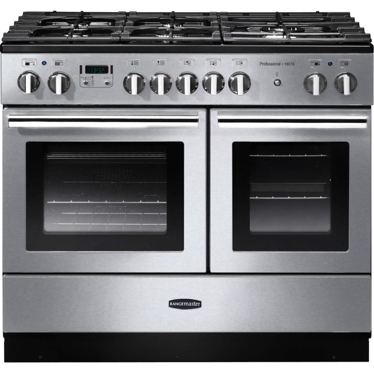 GRADE A2 - Rangemaster 97850 ProfessionalPlus FX 100cm Dual Fuel Range Cooker In Stainless Steel