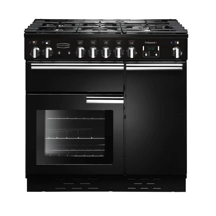 GRADE A2 - Rangemaster PROP90DFFGBC Professional Plus 90cm Dual Fuel Range Cooker - Black