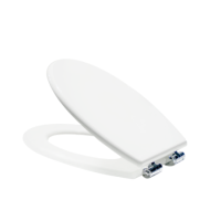 White Round Wooden Soft Close Toilet Seat with Quick Release and Chrome Hinges - Park Royal White Round Wooden Soft Close Toilet Seat with Quick Release and Chrome Hinges - Park Royal