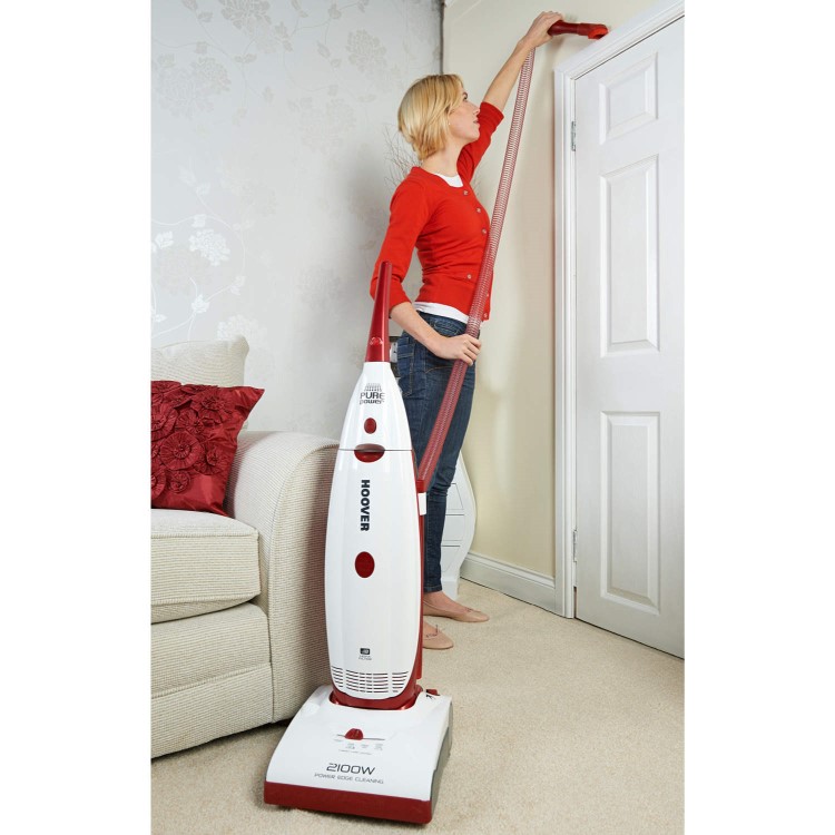 Hoover PU2115 PurePower 2100W Bagged Upright Vacuum Cleaner White And Red