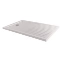 PUR16080 1600x800mm Walk-In Rectangular Shower Tray with Drying Area - White Stone Resin - Purity