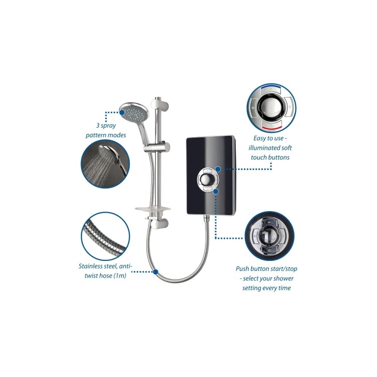 900x900mm Square Electric Hydro Shower Cabin with 8.5kw Triton Electric Shower and Shower Tray - Vidalux