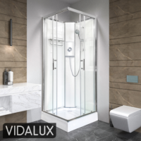 900x900mm Square Electric Hydro Shower Cabin with 8.5kw Triton Electric Shower and Shower Tray - Vidalux
