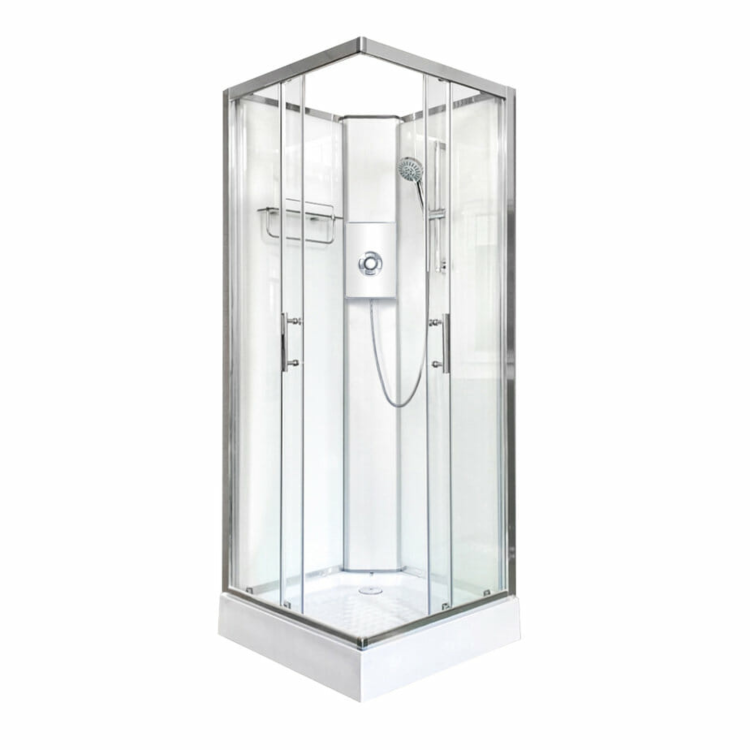 900x900mm Square Electric Hydro Shower Cabin with 8.5kw Triton Electric Shower and Shower Tray - Vidalux