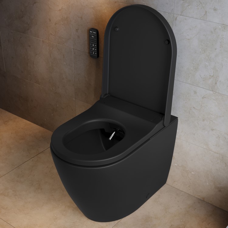 Matt Black Back To Wall Smart Toilet Pan- Purificare