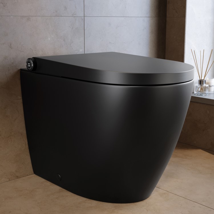 Matt Black Back To Wall Smart Toilet Pan- Purificare