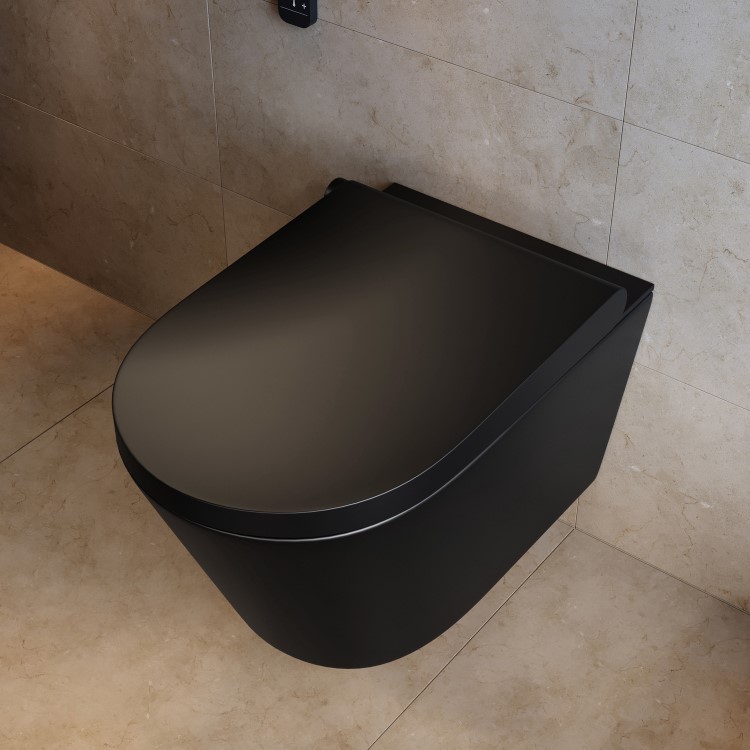Black Wall Hung Smart Bidet Japanese Toilet - Purificare