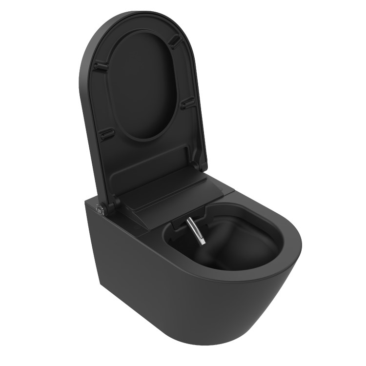 Matt Black Wall Hung Smart Bidet Japanese Toilet - Purificare