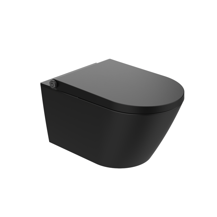 Matt Black Wall Hung Smart Bidet Japanese Toilet - Purificare