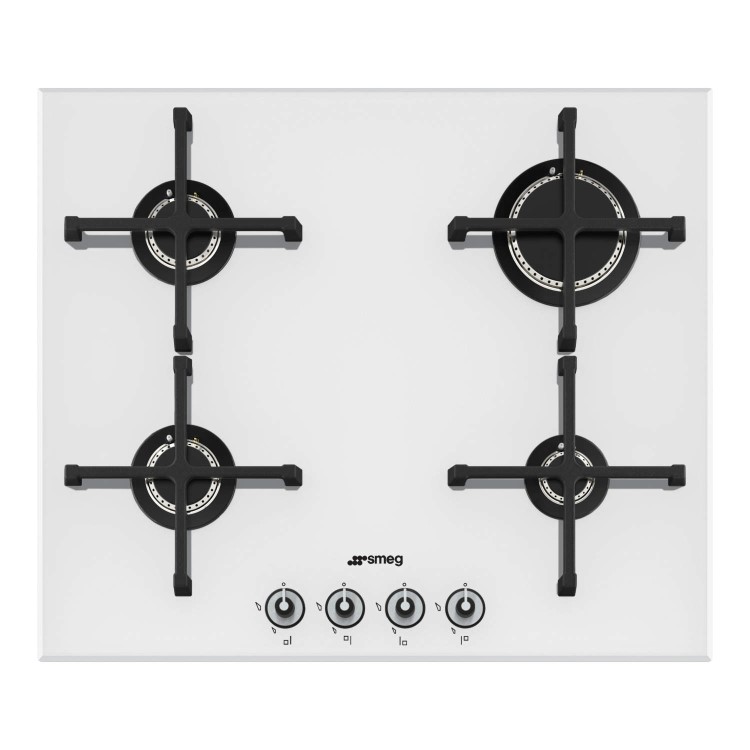 Smeg PV164B Linea 60cm 4 Burner Gas-on-glass Hob - White