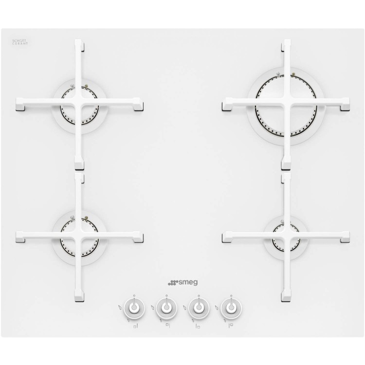 Smeg PV164CB Linea 60cm 4 Burner Gas-on-glass Hob With Straight Edge Glass - White