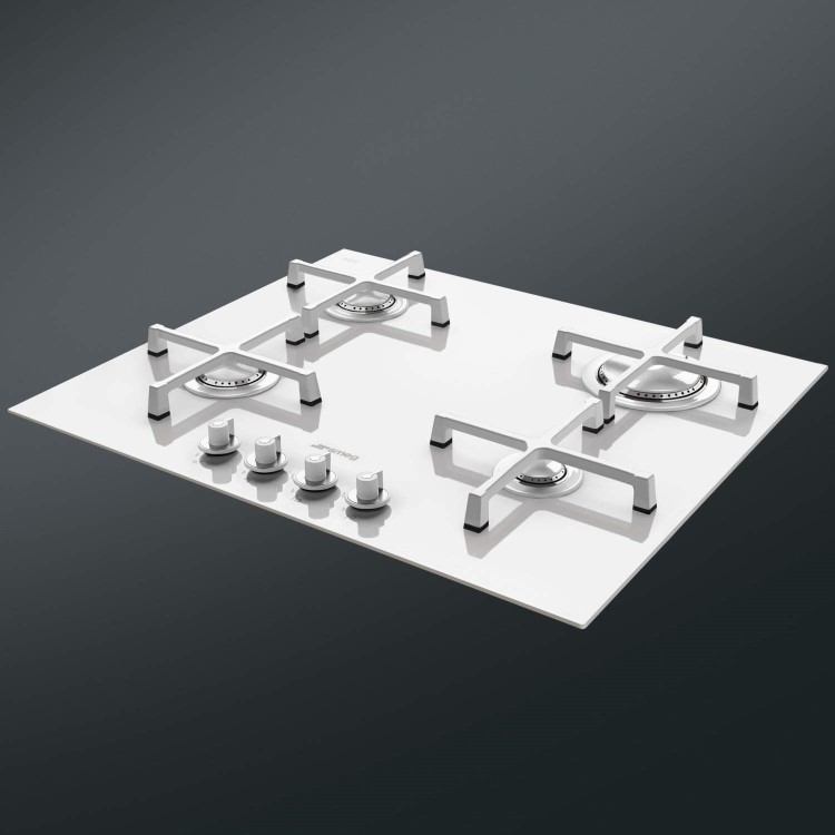 Smeg PV164CB Linea 60cm 4 Burner Gas-on-glass Hob With Straight Edge Glass - White