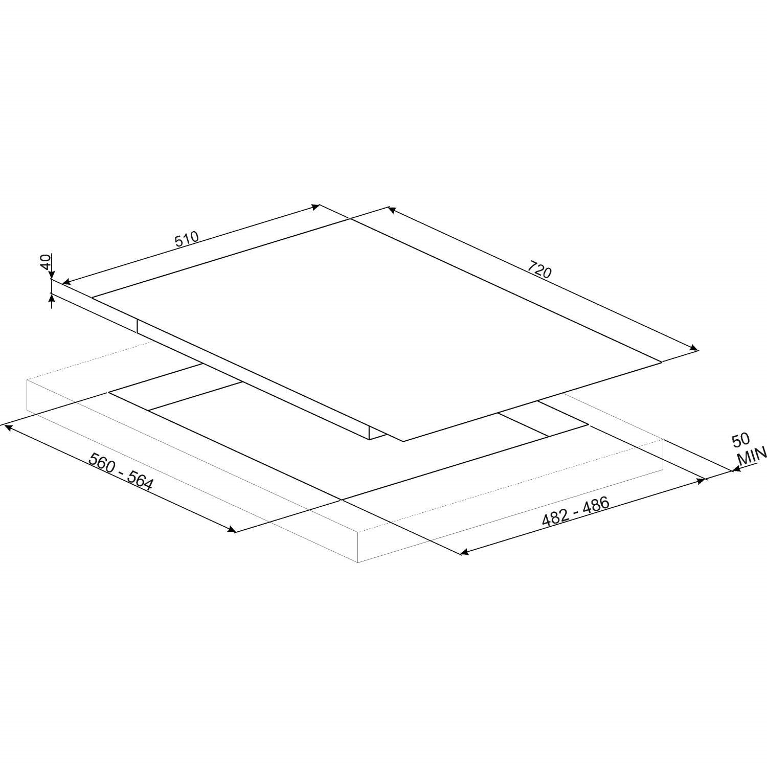 Smeg PV175N Linea 75cm Wide 5 Burner Gasonglass Hob Black