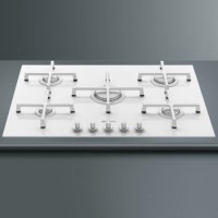 Smeg PV175CB Linea 74cm 5 Burner Gas-on-glass Hob With Straight Edge Glass - White