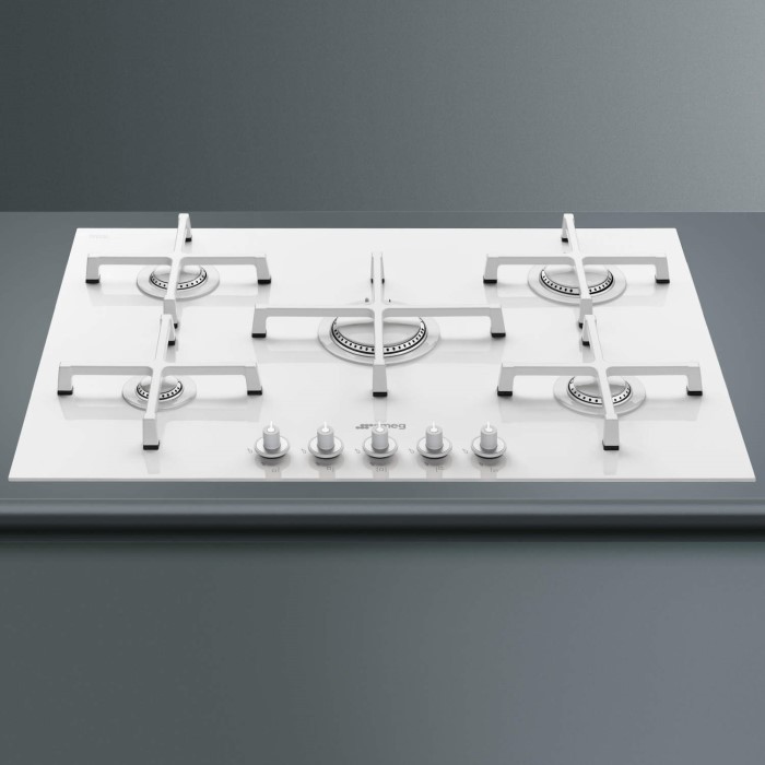 Smeg PV175CB Linea 74cm 5 Burner Gasonglass Hob With Straight Edge