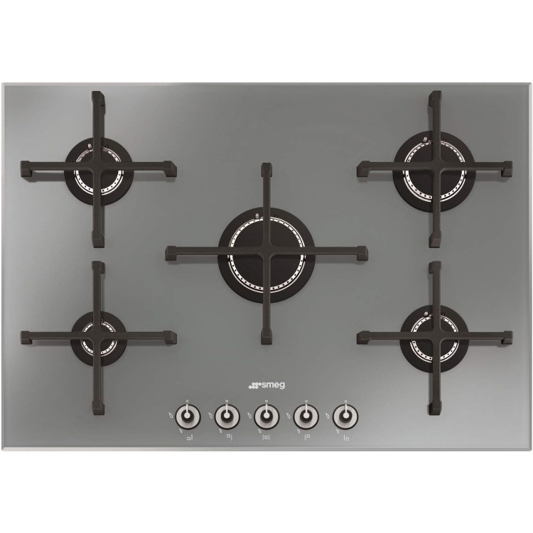 Smeg PV175S Linea 75cm Wide 5 Burner Gas-on-glass Hob - Silver
