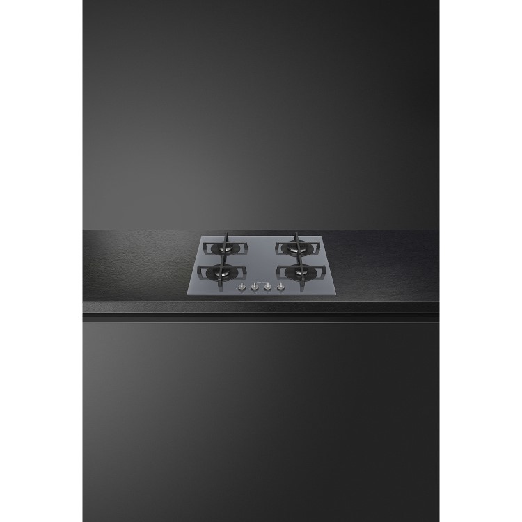 Smeg Cucina 60cm Gas on Glass 4 Burner Gas Hob - Silver Mirrored Glass