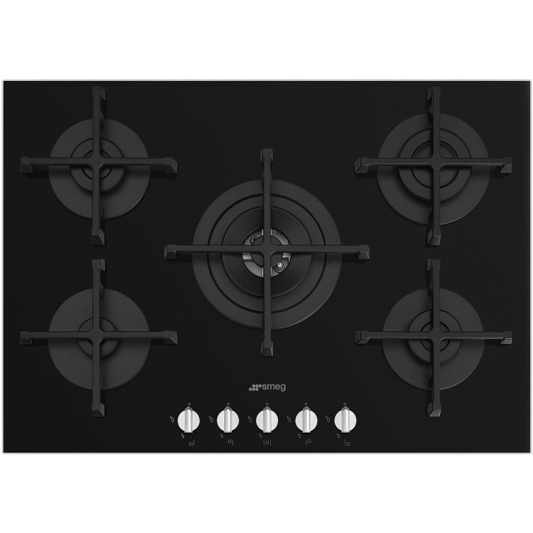 Refurbished Smeg Cucina PV275N 72cm 5 Burner Gas-on-Glass Hob Black