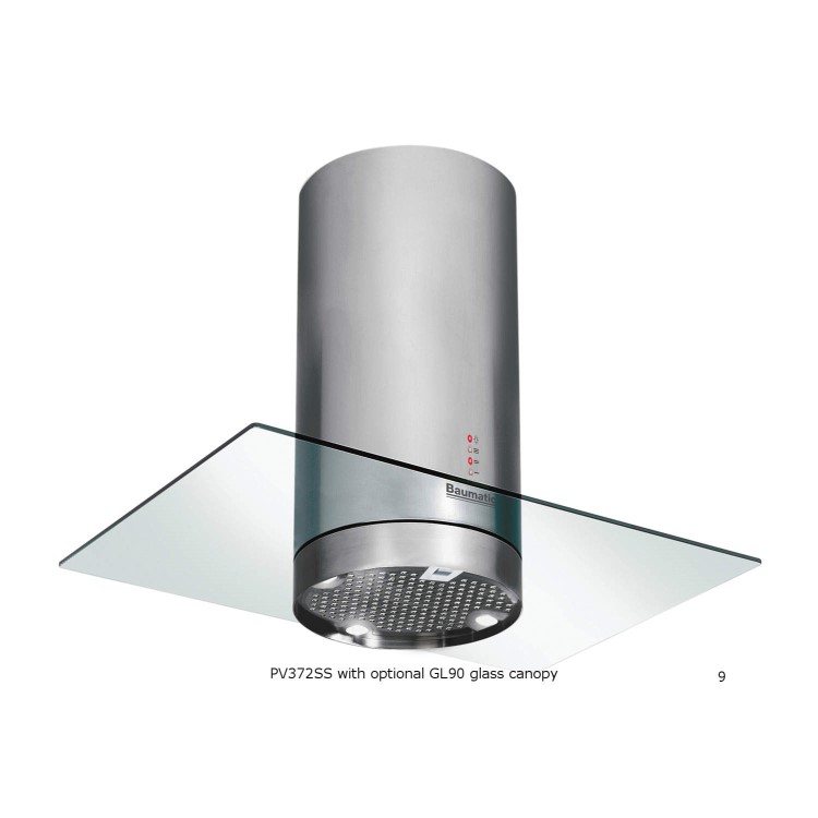 Baumatic PV372SS Pythagora 35cm Cylinder Island Cooker Hood Stainless Steel
