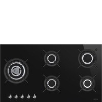 GRADE A2 - Smeg PV395LCN 90cm Classic Black Gas on Glass 5 Burner Hob