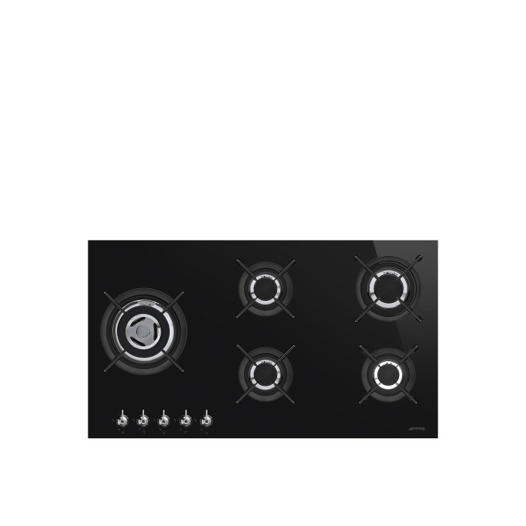 GRADE A2 - Smeg PV395LCN 90cm Classic Black Gas on Glass 5 Burner Hob