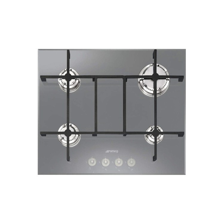 Smeg PV640S Linea 4 Burner 60cm Gas-on-Glass Hob - Silver Glass