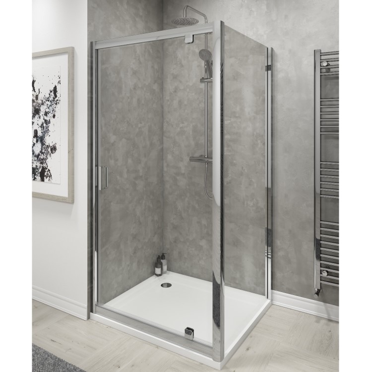 Claritas 6 Pivot Shower Door 900mm Wide - 6mm Glass