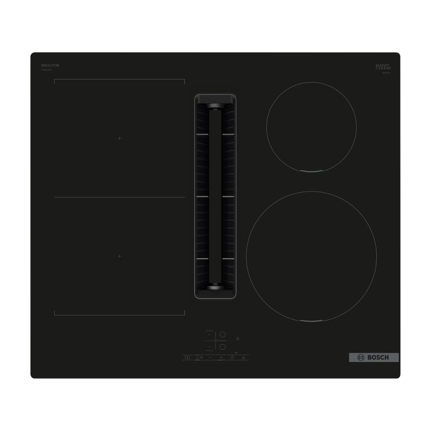Bosch PVS611B16E Series 4 60cm 4 Zone Venting Induction Hob with Combi Zone