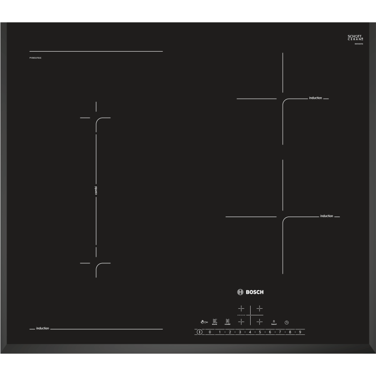Bosch PVS651FB1E Serie 6 Three Sided Bevelled Frameless 592 mm Induction Hob - Black