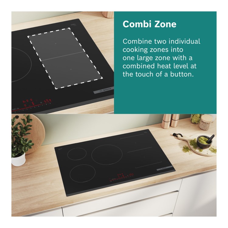 Bosch Series 4 80cm 4 Zone Venting Induction Hob with Combi Zone